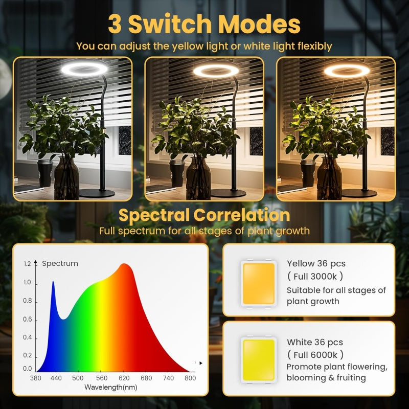 LED Grow lumières pour les plantes d'intérieur Halo anneau plein spectre croissance lampe Veg