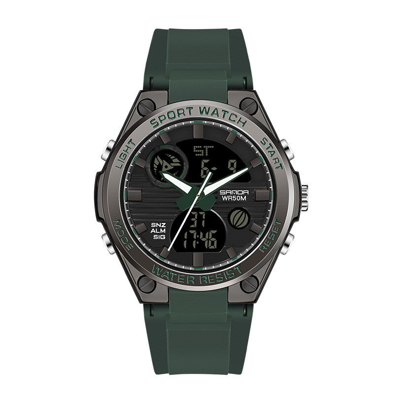 Homme double affichage étanche couple lumineux montre électronique de sport