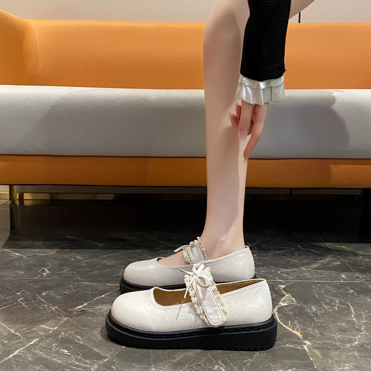 Femmes d'été Blanc Français Mary Jane Chaussures en cuir