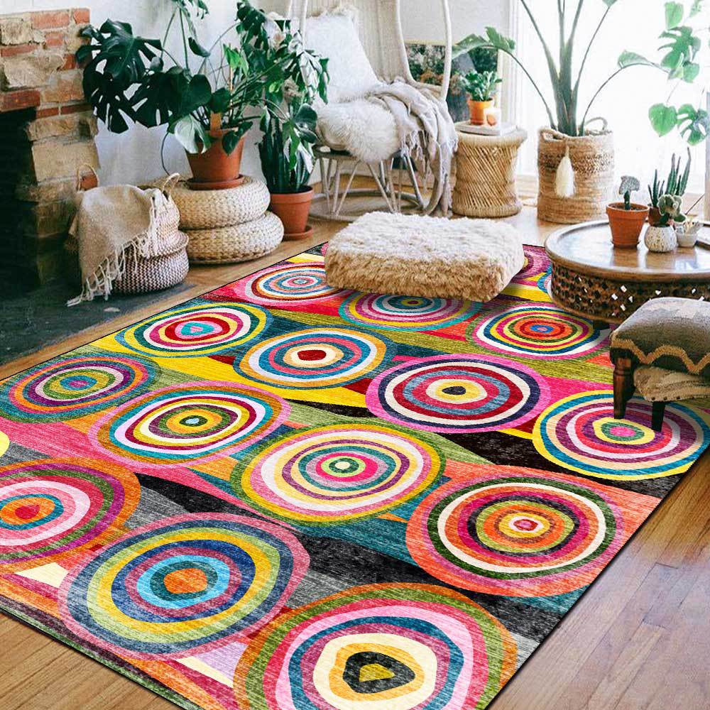 Style ethnique rayé Salon Chambre Lit côté tapis