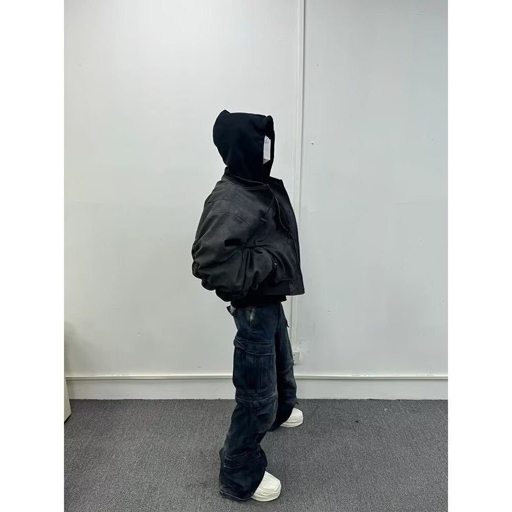 Veste en cuir deux pièces pour hommes Veste de vol rembourrée en coton