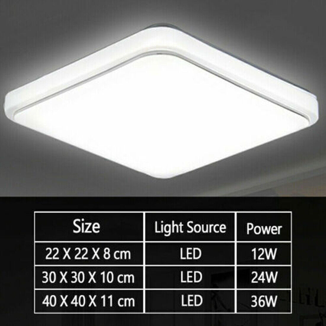 Lampe de plafond carrée 36W