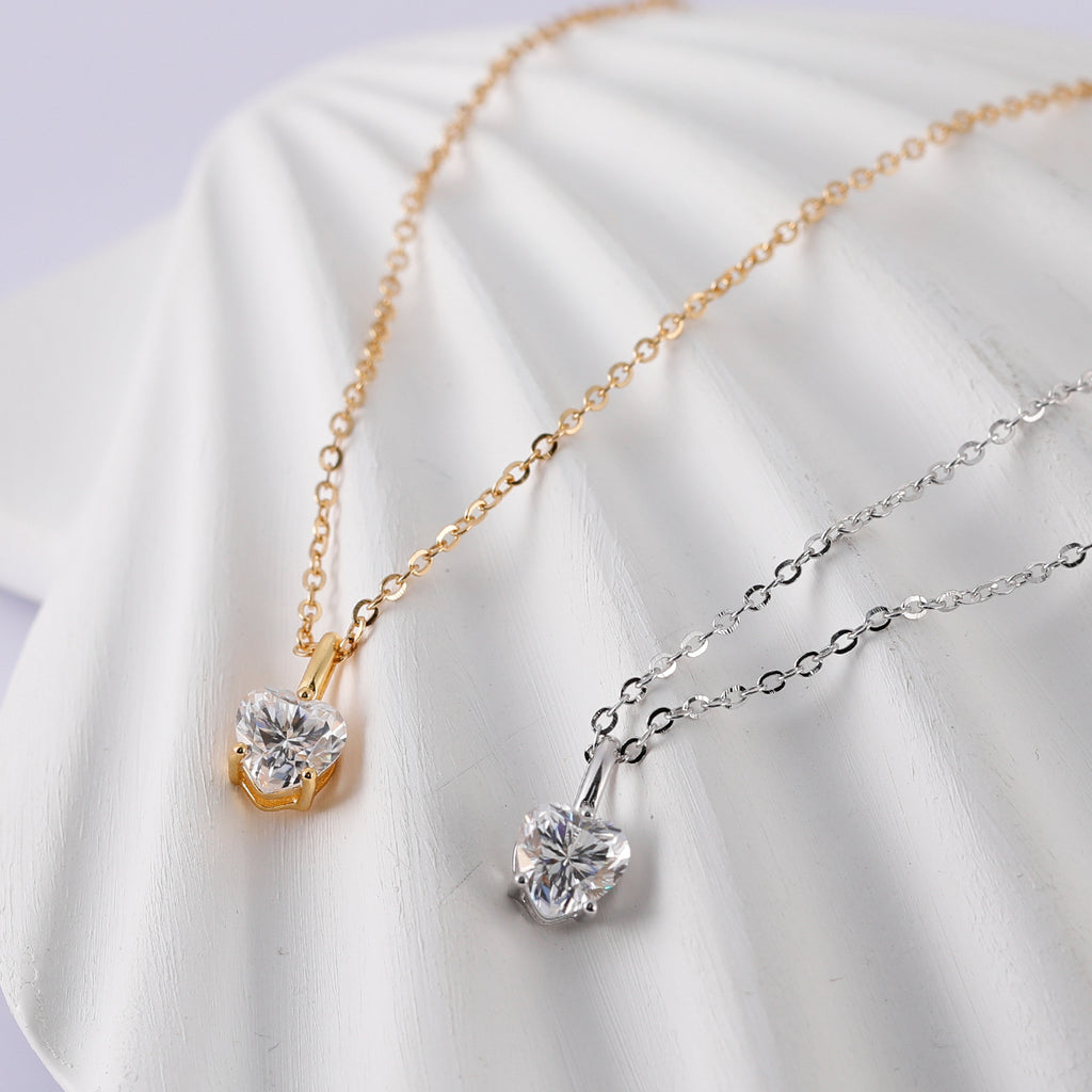 S925 Argent plaqué or 6x6mm Collier en mousse 45cm D Couleur VVS1 GRA Certifié boîte cadeau