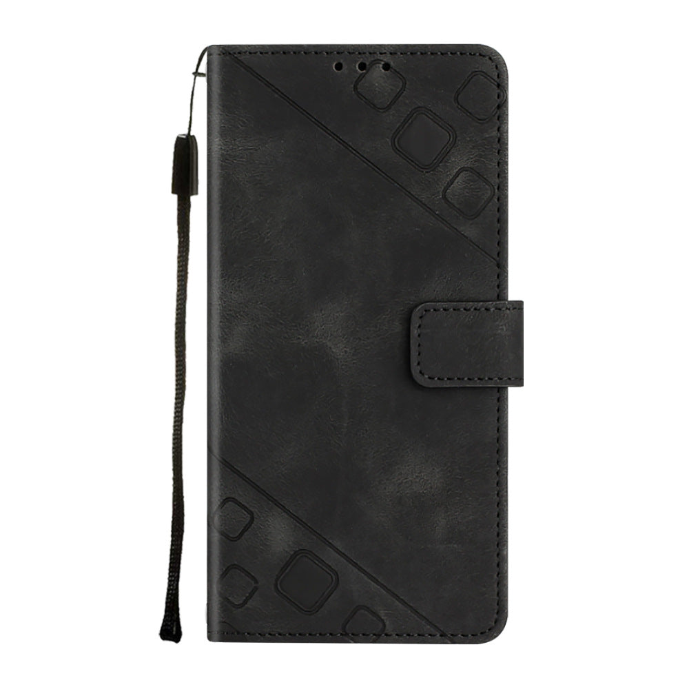 Skin-senseling Embossed Mobile Phone Case en cuir Flip Card Argent