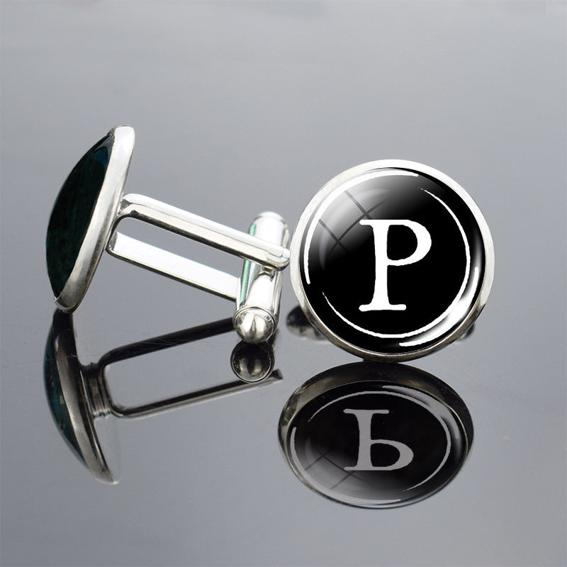26 Lettre anglaise Cufflinks Metal Time Gem