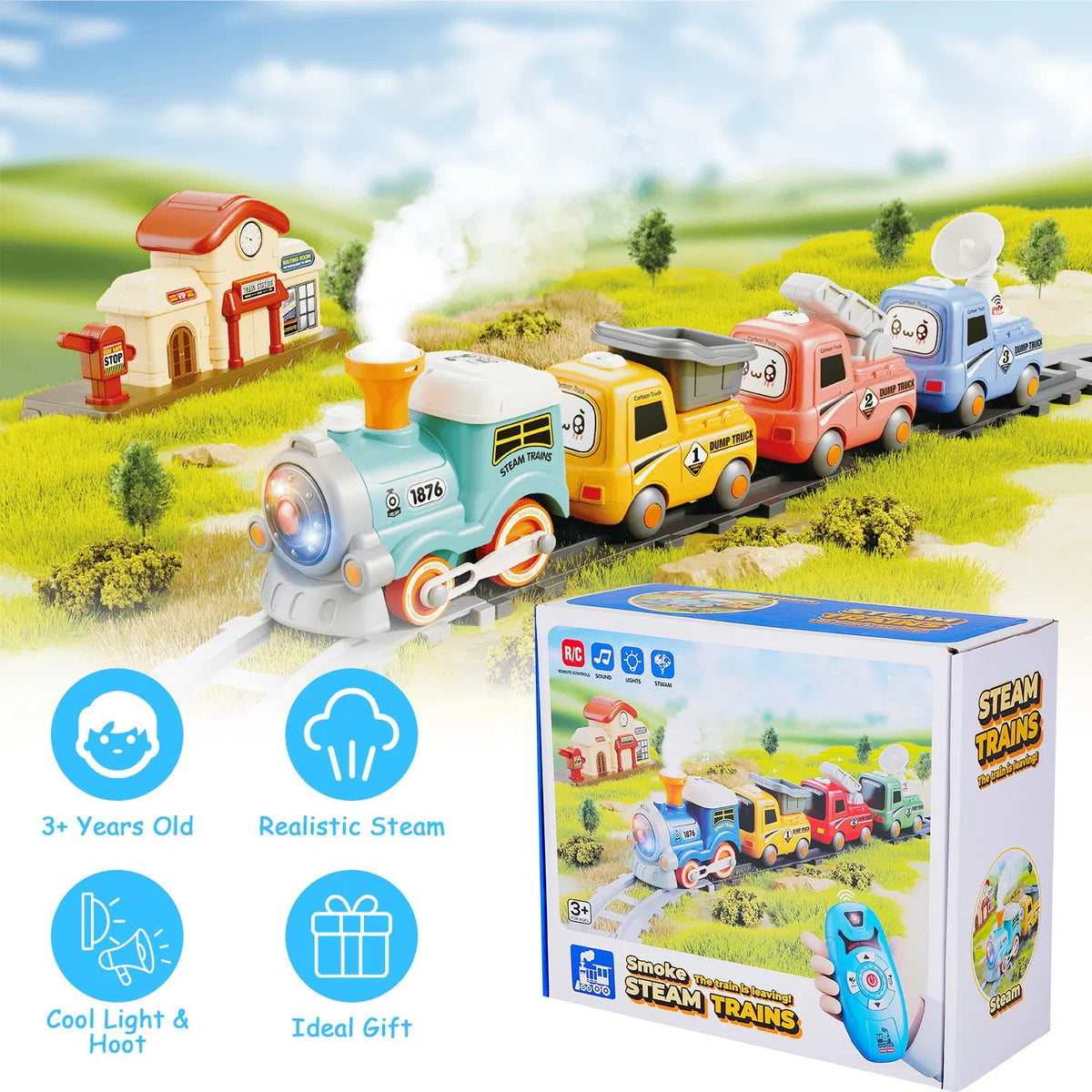 Ensemble de train électrique pour enfants avec télécommande - Jeu immersif avec sons de train authentiques