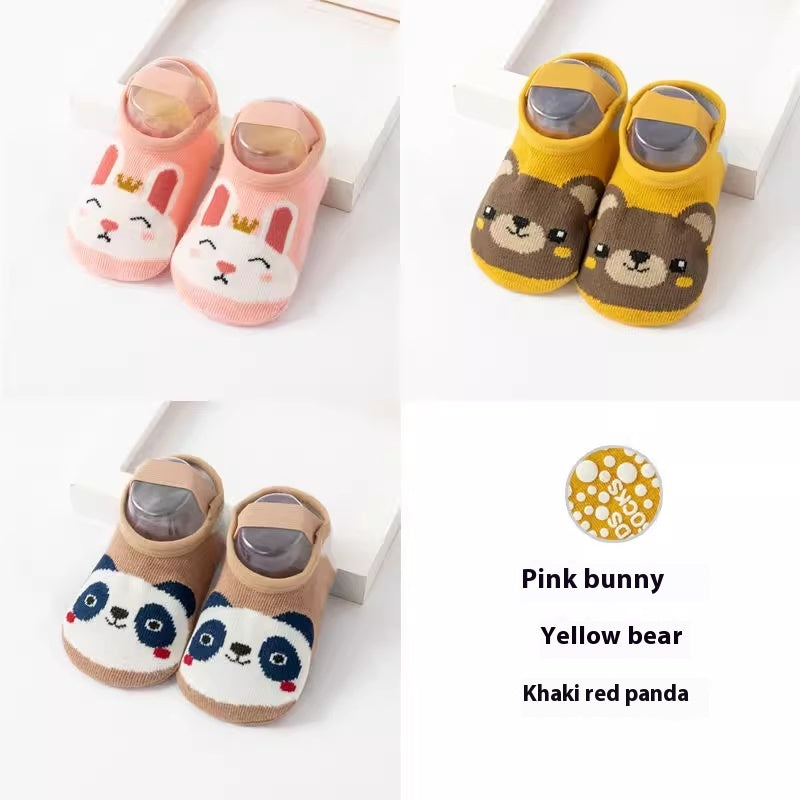 Chaussettes de coton antidérapantes imprimées mignons pour nourrissons et jeunes enfants