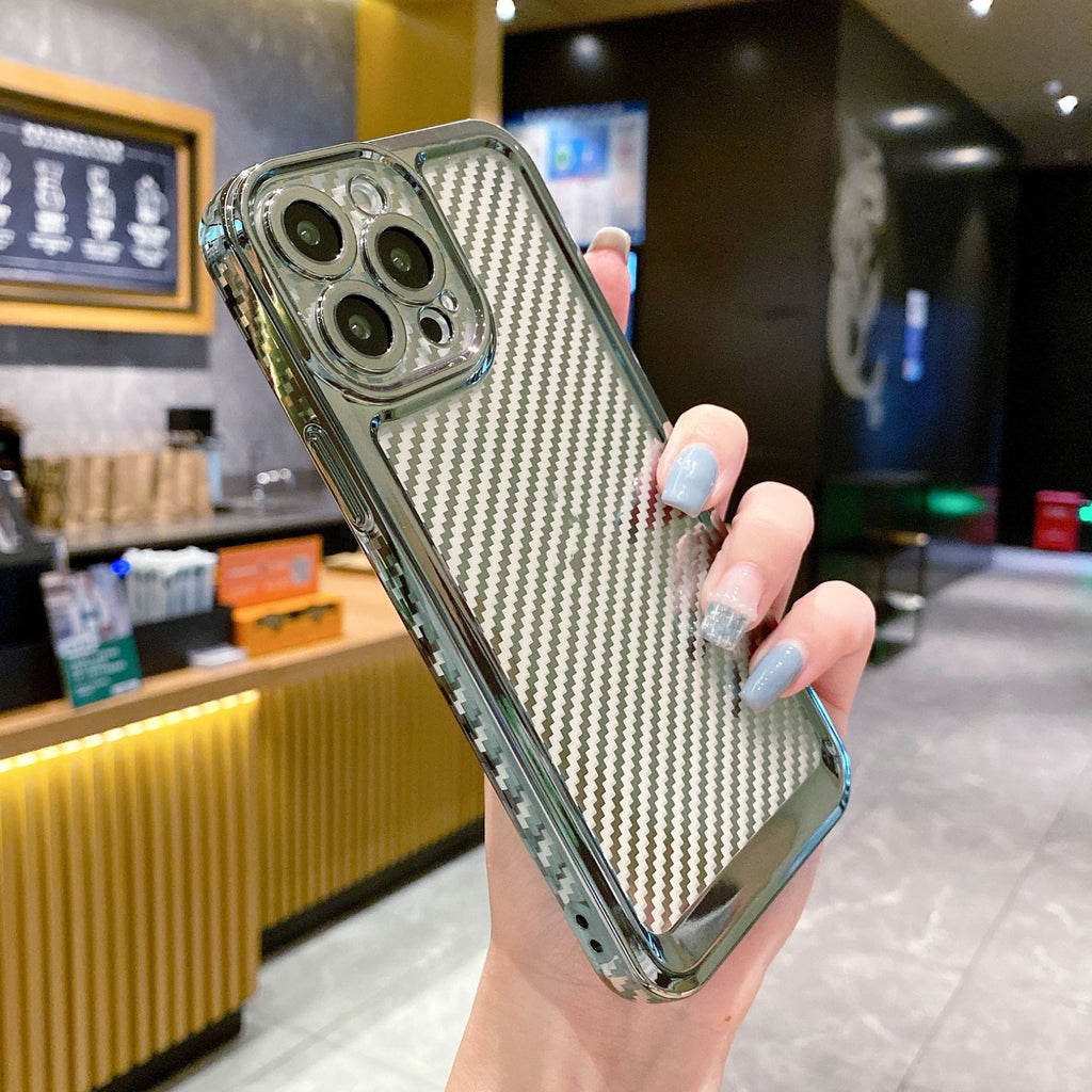 Convient pour IP 13PROMAX boîtier de téléphone électroplaqué boîtier en fibre de carbone