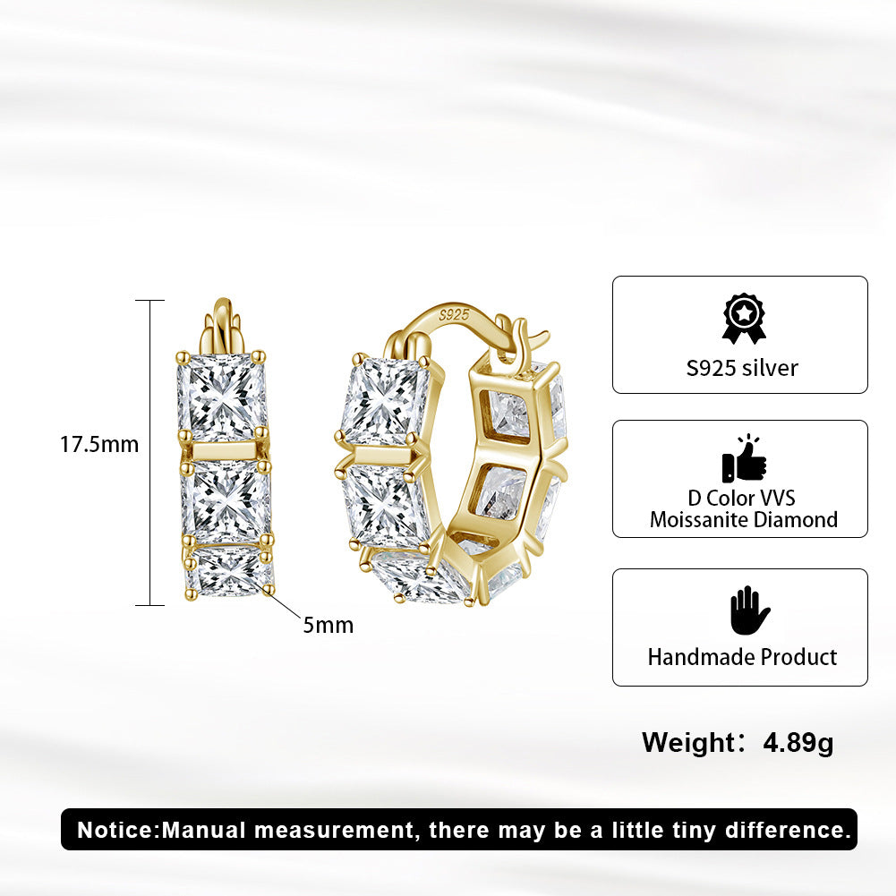 Boucles d'oreilles carrées géométriques élégantes en mousse 925 argent