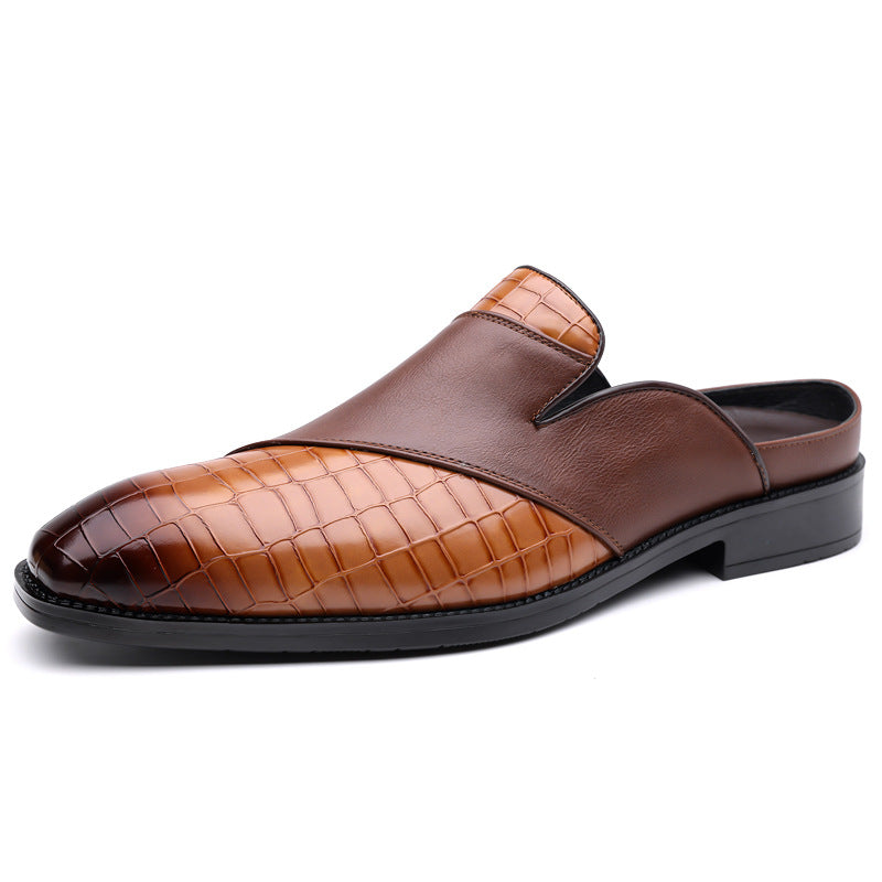 Hommes pointu-orteil cuir demi-chaussons sans un talon pour l'usure extérieure
