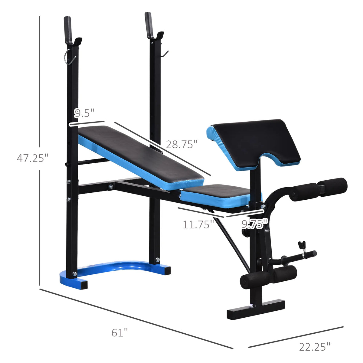 Banc de poids réglable avec rack Barbell et développeur de jambes pour le levage de poids et la fixation