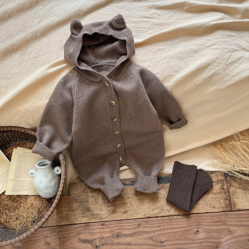 Bébés Bébé printemps et automne tricoté combinaison de saut Corée du Sud