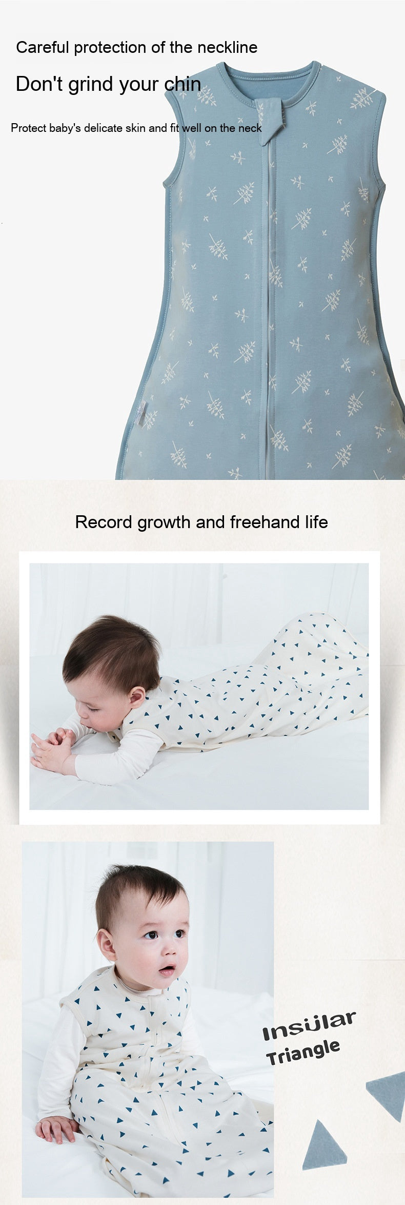 Nouveau-né Coton Sac de couchage Pyjama sans manches bébé Coton peigné
