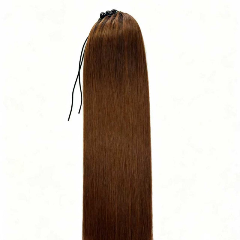 Droite Poneytail Extension Drawstring Ombre Brown LongClip-in Coiffure pour les femmes noires S