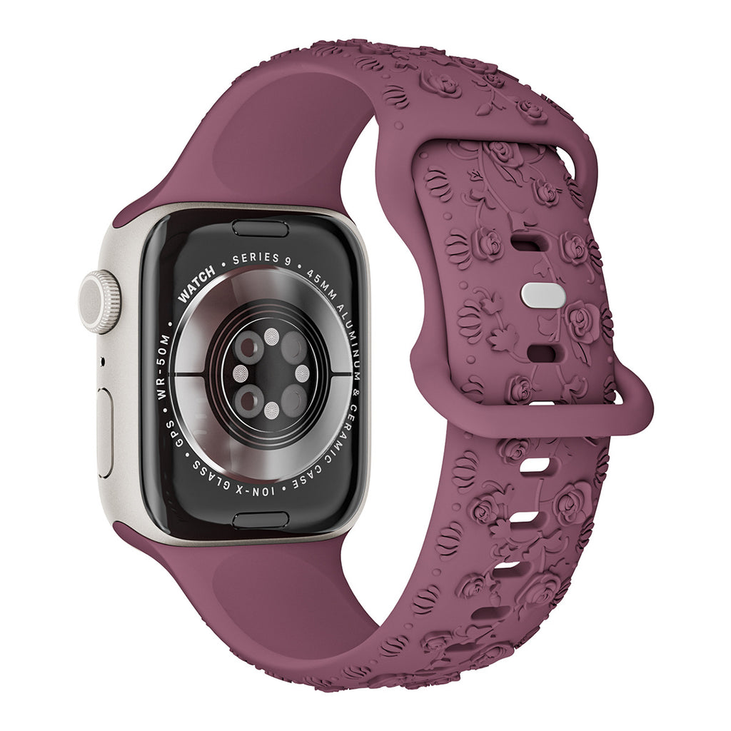 Bracelet de montre en silicone rose embossé