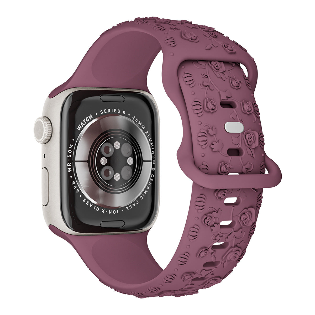 Bracelet de montre en silicone rose embossé