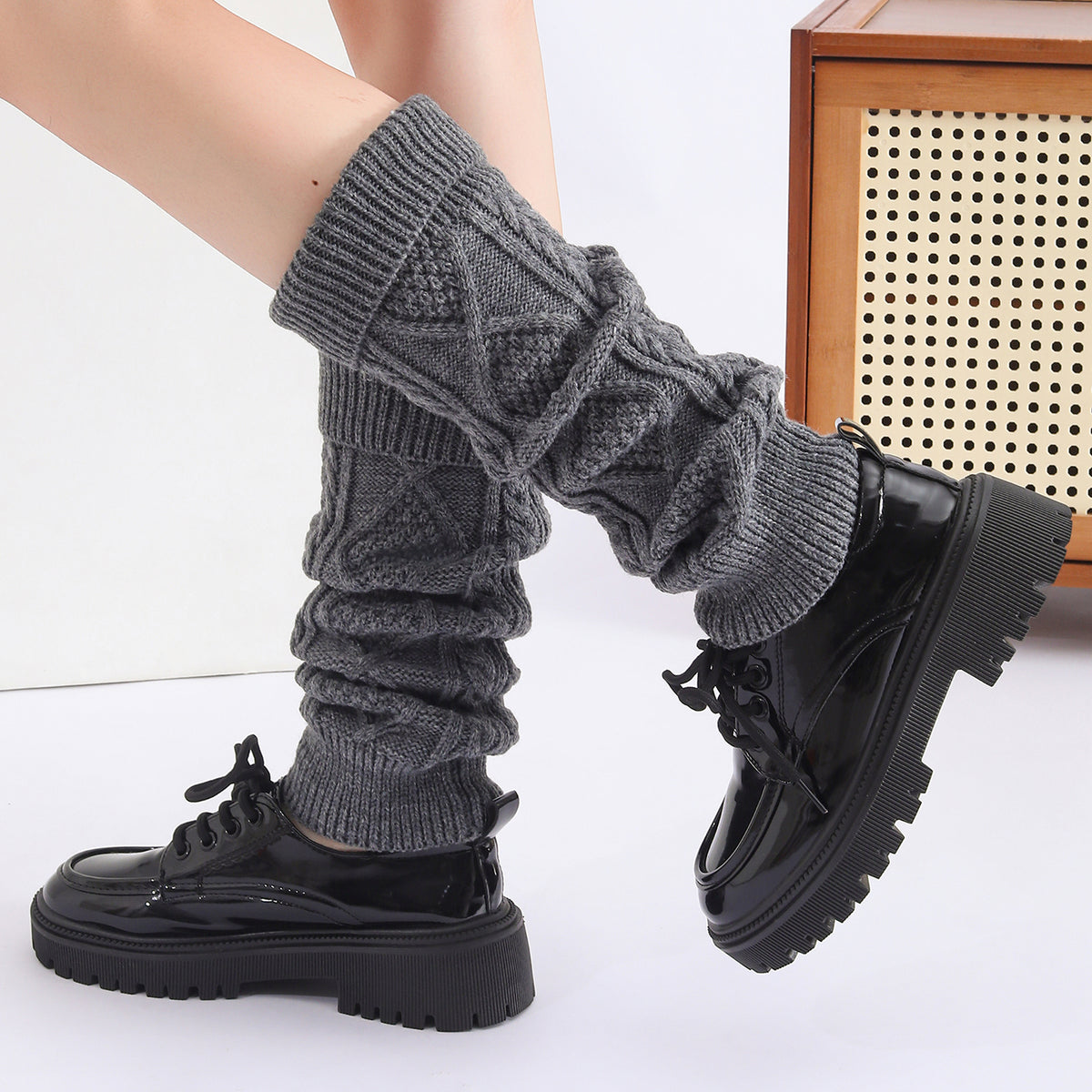Fashion chaud Acrylique épaississant la jambe Warmers Patterned tricoter les femmes Knee High Slouch filles