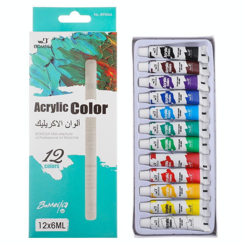 12 couleurs Acrylique Pigment Bande Gouache Aquarelle Peinture Peintures Ensemble complet