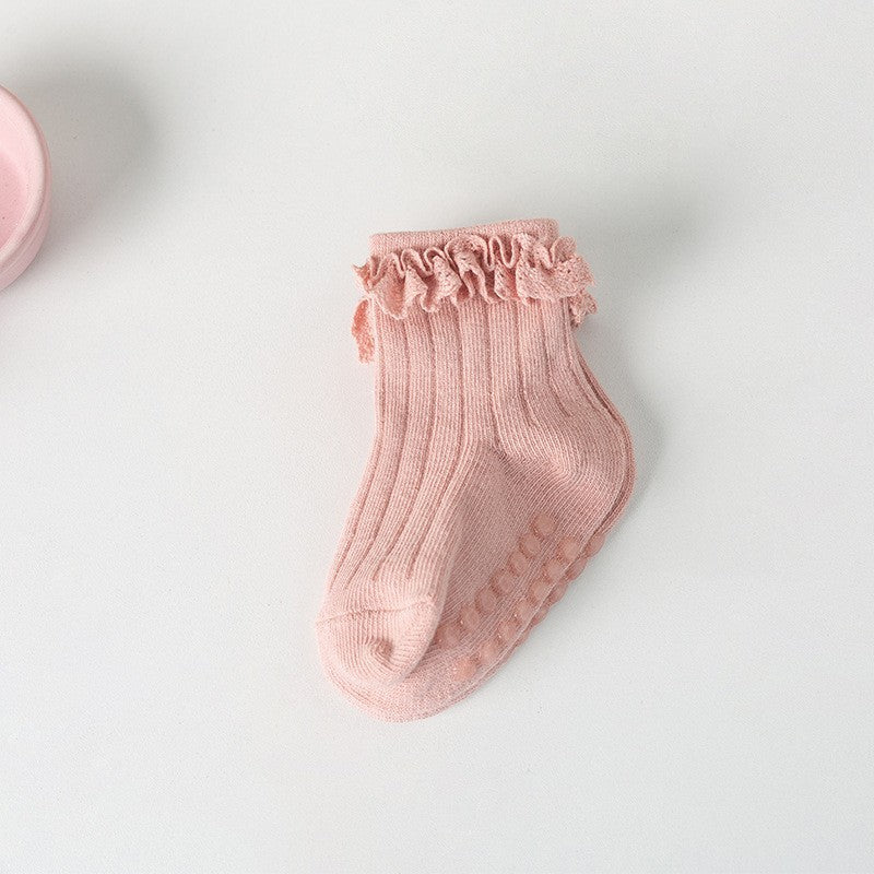 Chaussettes de coton antidérapantes de printemps et d'automne pour enfants