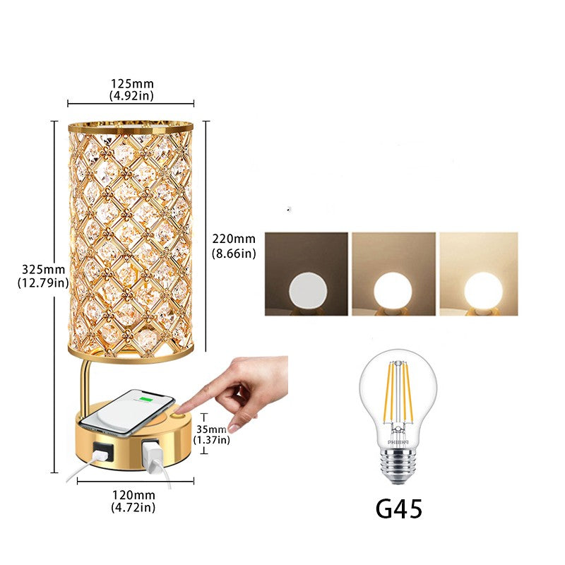 Lampe de bureau créative pour lit dans la chambre en cristal