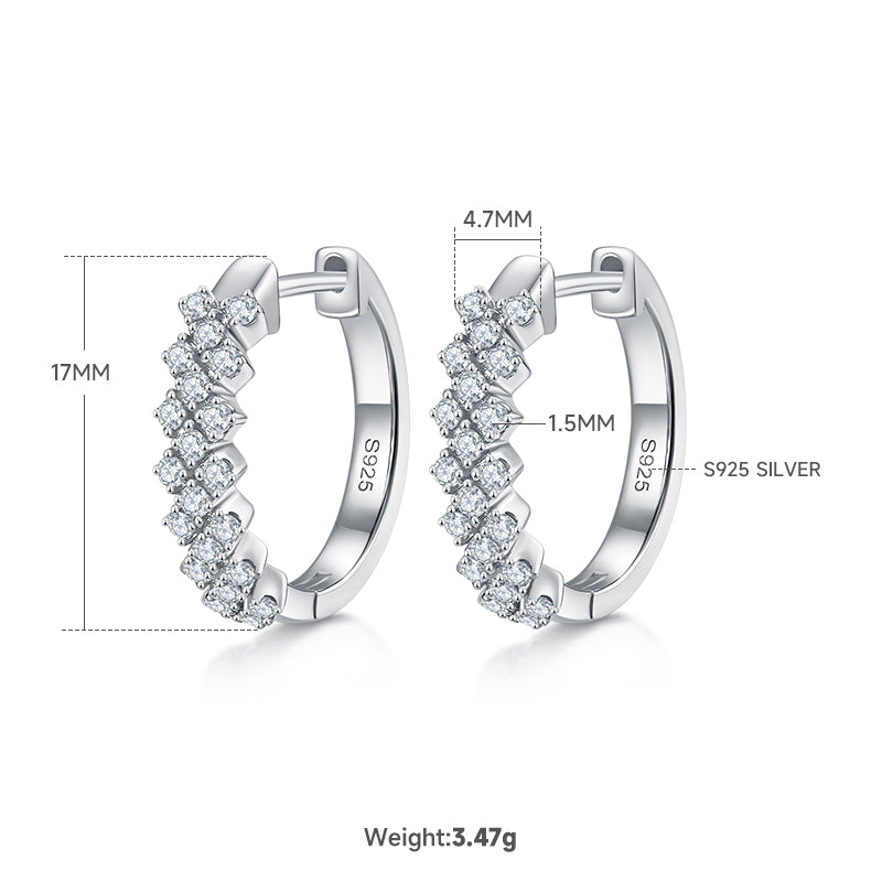 3.8g S925 Boucles d'oreilles en argent sterling en mossanite Boucles d'oreilles 17mm en huggie avec GRA Ce