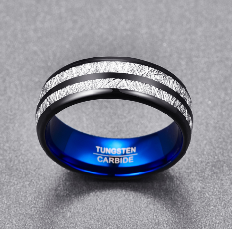 Bande de mariage 8mm Largeur Hommes Femmes Anneaux Accessoires Noir Bleu Tungstène Anneaux de carbure Coupe