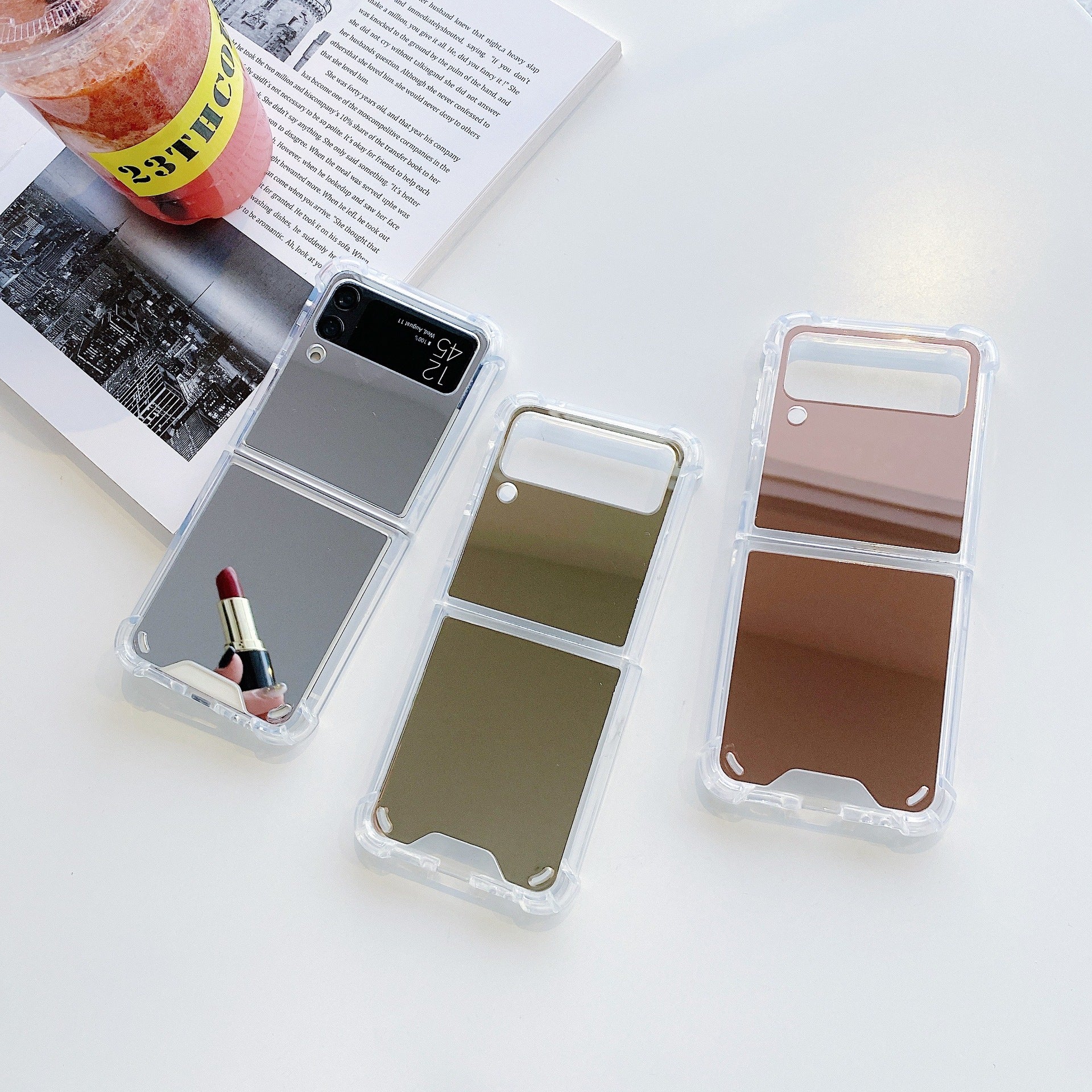 Étui de téléphone pliant miroir acrylique souple
