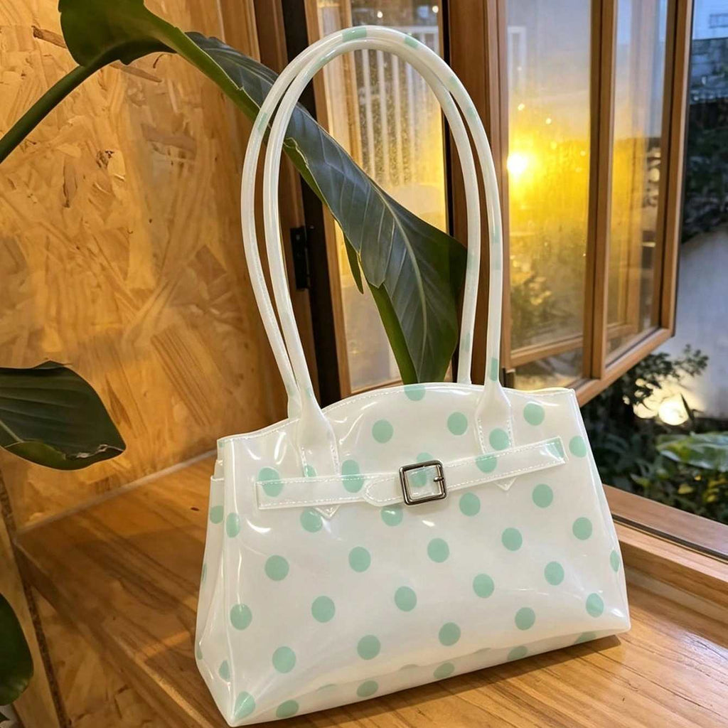 Sac à épaule transparent en jelly à grande capacité Polka-Dot