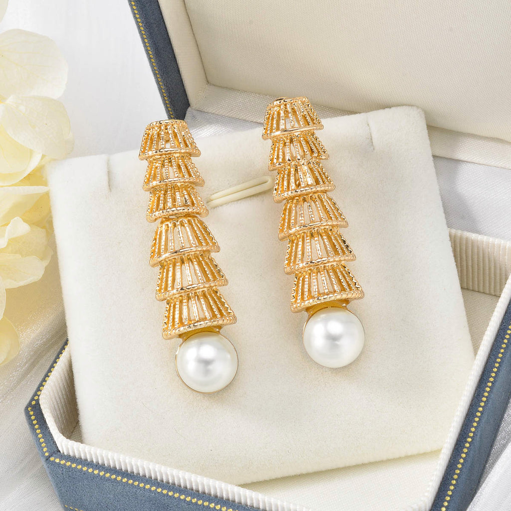 Bijoux vintage en or Perle creuse Ensemble à quatre pièces