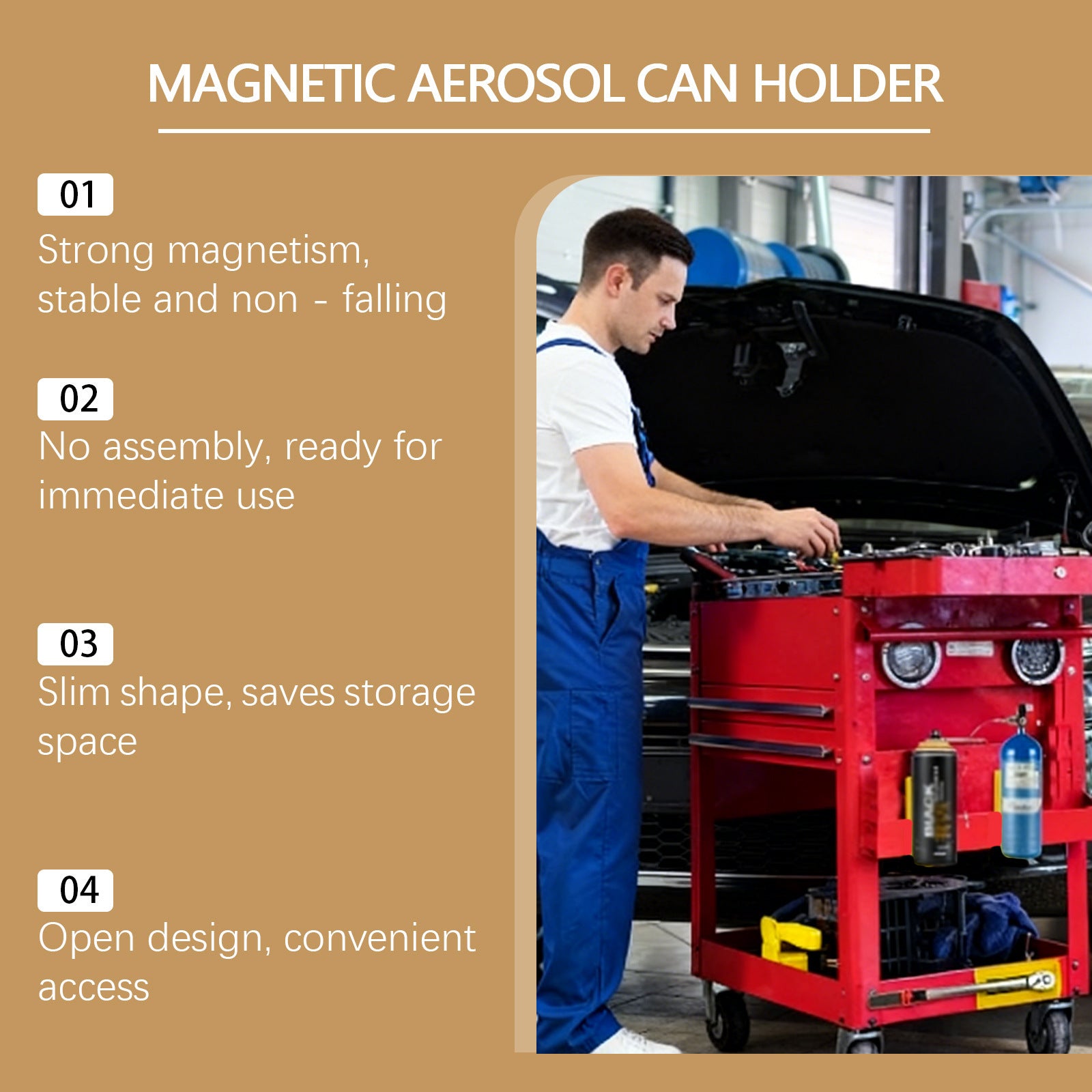Jue Fish Magnetic Aerosol Can Holder Portable Wall Storage Rack Garage Tool Box Universal