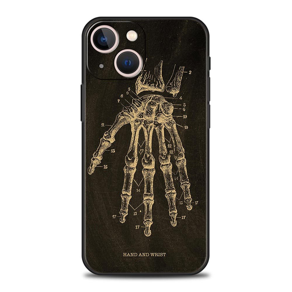 Cas de téléphone en forme de coeur du squelette anatomique