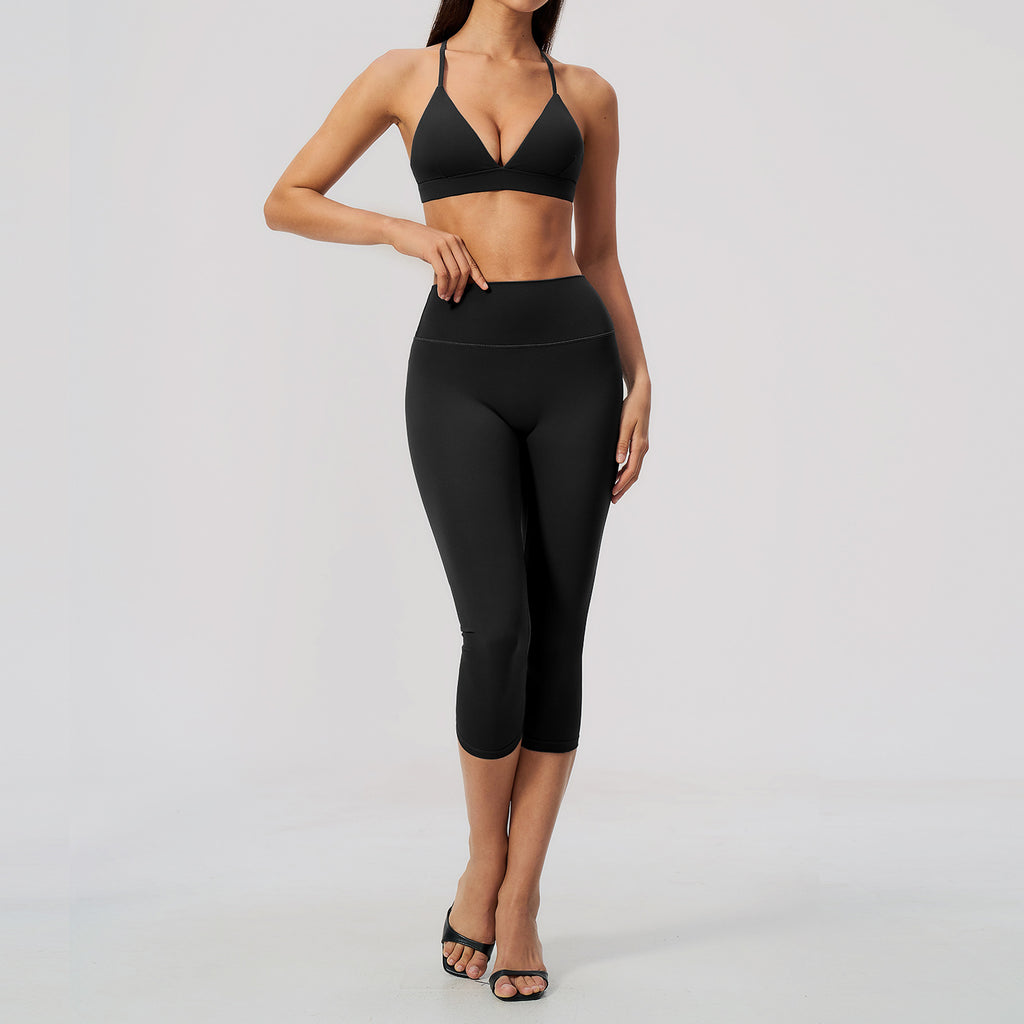 Femmes Tight-Fitting Quick-Drying Capris High-Waisted Yoga Wear