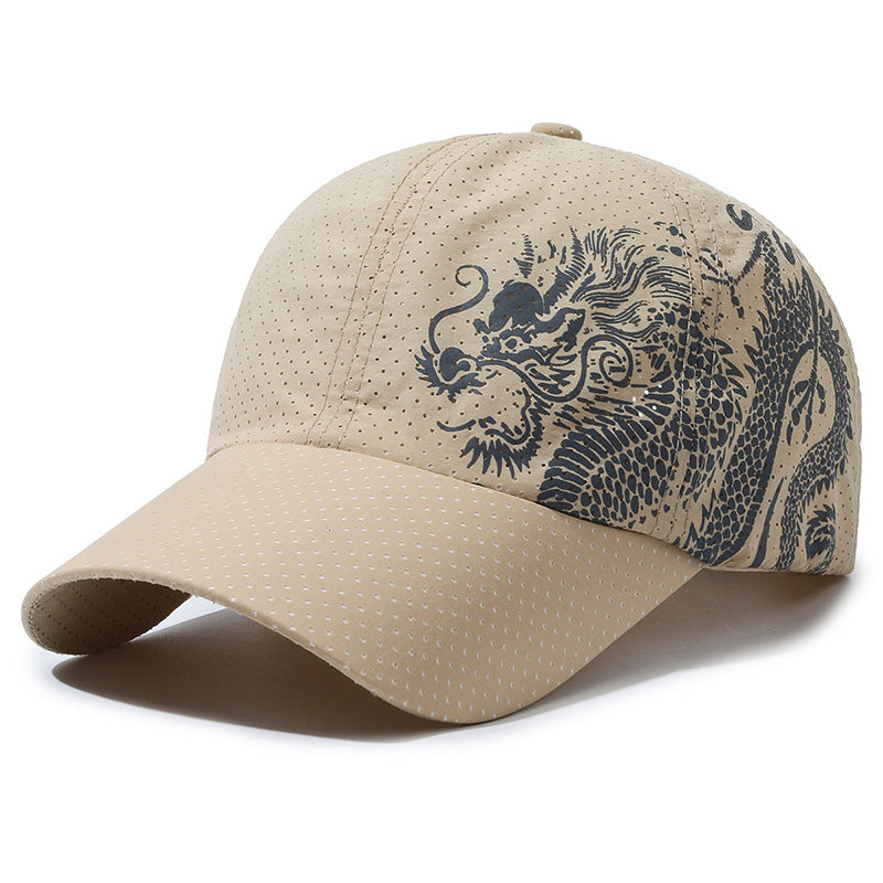 Chapeau homme style chinois imprimé Dragon Casquette de baseball polyester