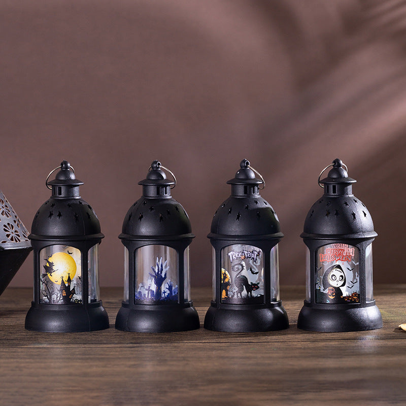 Décoration d'Halloween Lampe de citrouille Portable Château d'Halloween Lampe à Vent Pendentif d'Halloween Pa