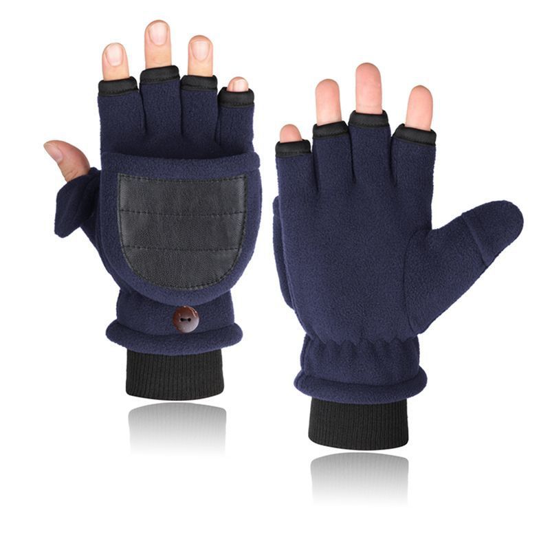 Gants de velours double couche Flip Touch écran demi-finger Gants