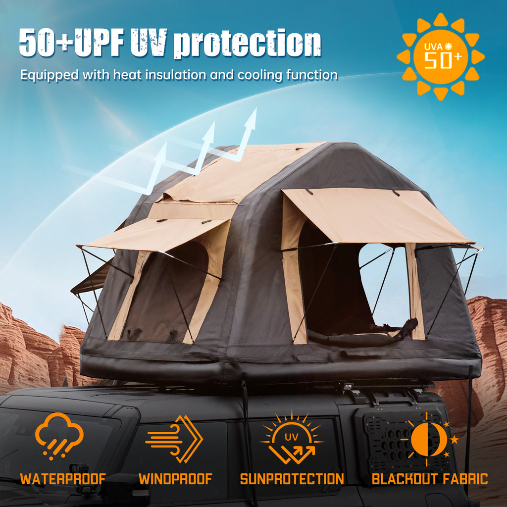 Pliable 2-3 personnes Amphibious Gonflage de voiture Top Tente pour camping Glamping extérieur C