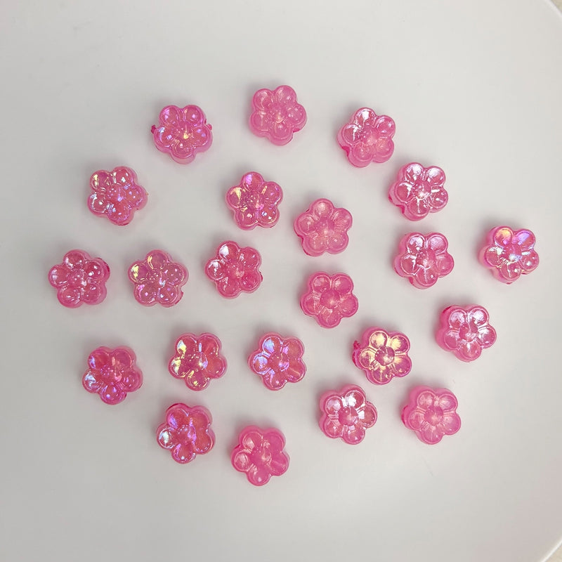 Mini perles de fleurs en acrylique 5-Petal avec paillettes d'or fin