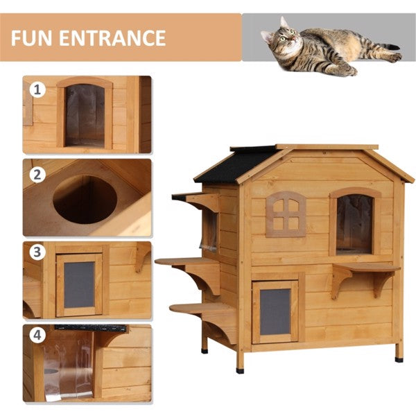Wooden cat house