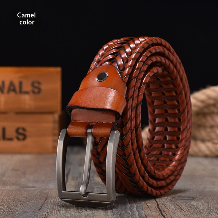 Ceinture en cuir vintage tissée à la main pour hommes