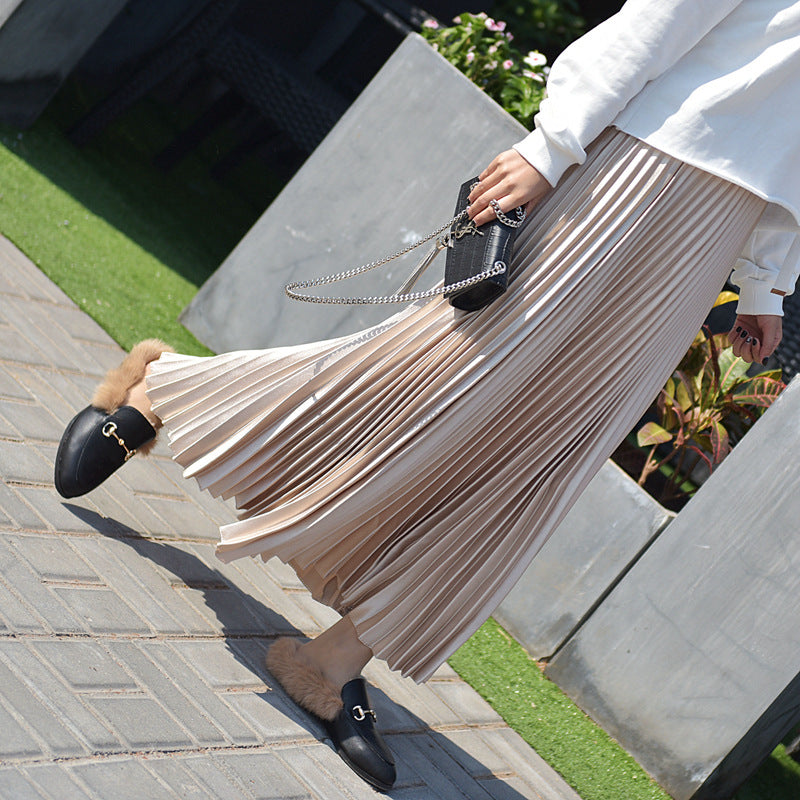 Jupe plissée Jupe Printemps et Été High Waist Mode rétro