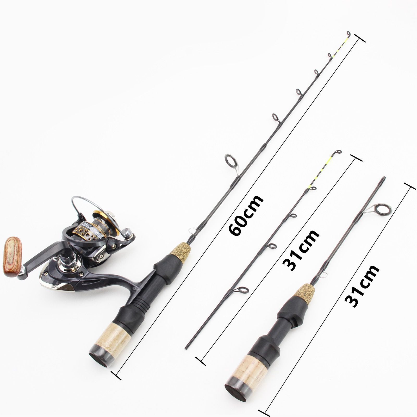 Double pointe de pêche à la glace d'hiver Spinning roue Tackle Set