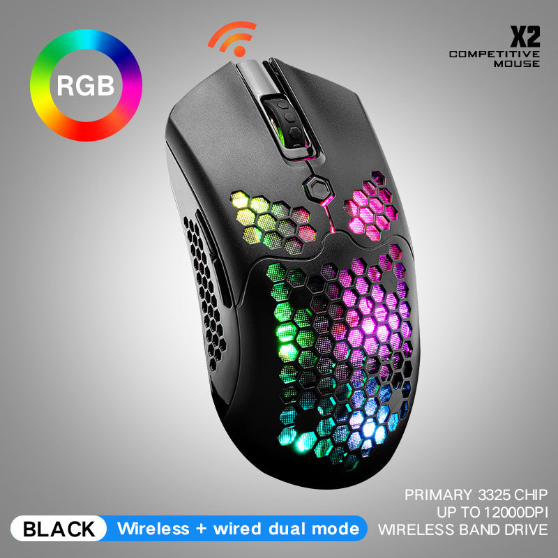 Gratuit Wolf X2 sans fil souris RGB double mode jeu souris