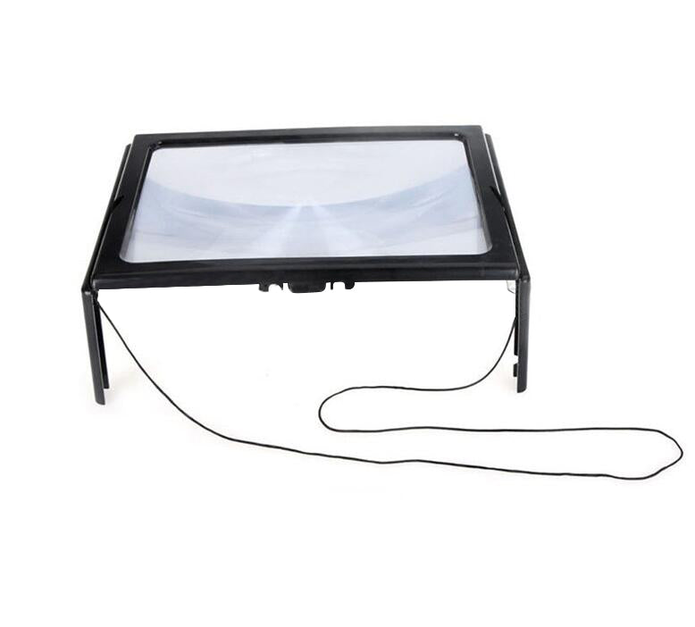 Verre de bureau grossissant avec 4 lumières LED Ultrafin A4 pleine page Grande loupe de lecture T