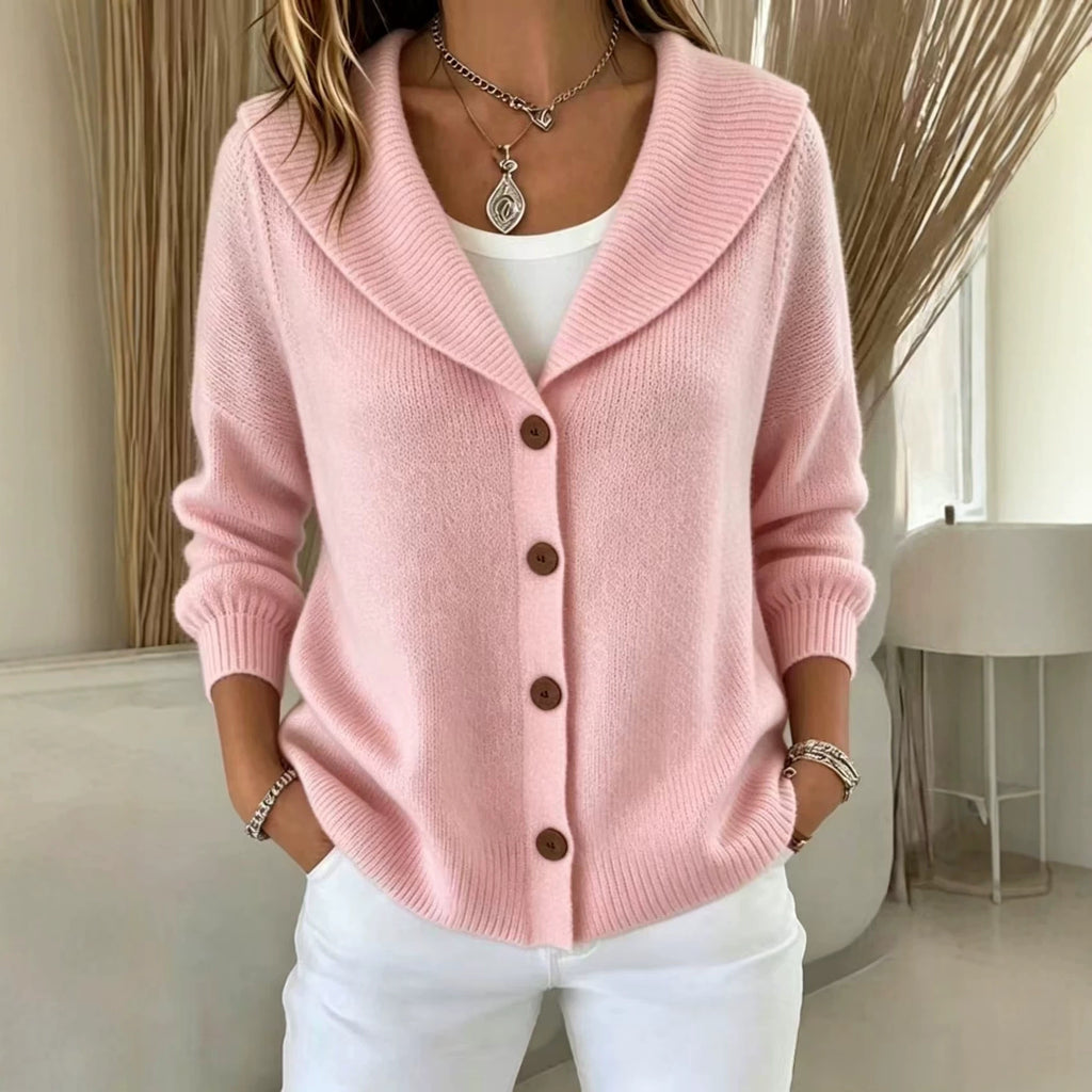 Sweater à bouton tricoté couleur solide