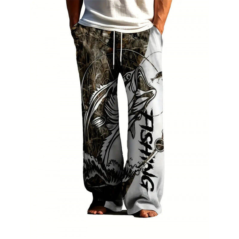 Pantalon casual homme avec imprimé de flamme bleue