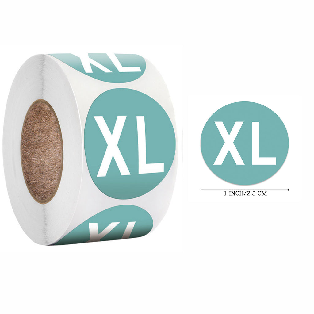 500 feuilles Roll Color Clothing S M L XL Taille Chapeau Sticker taille Sticker