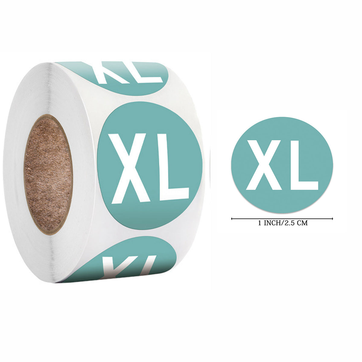 500 feuilles Roll Color Clothing S M L XL Taille Chapeau Sticker taille Sticker