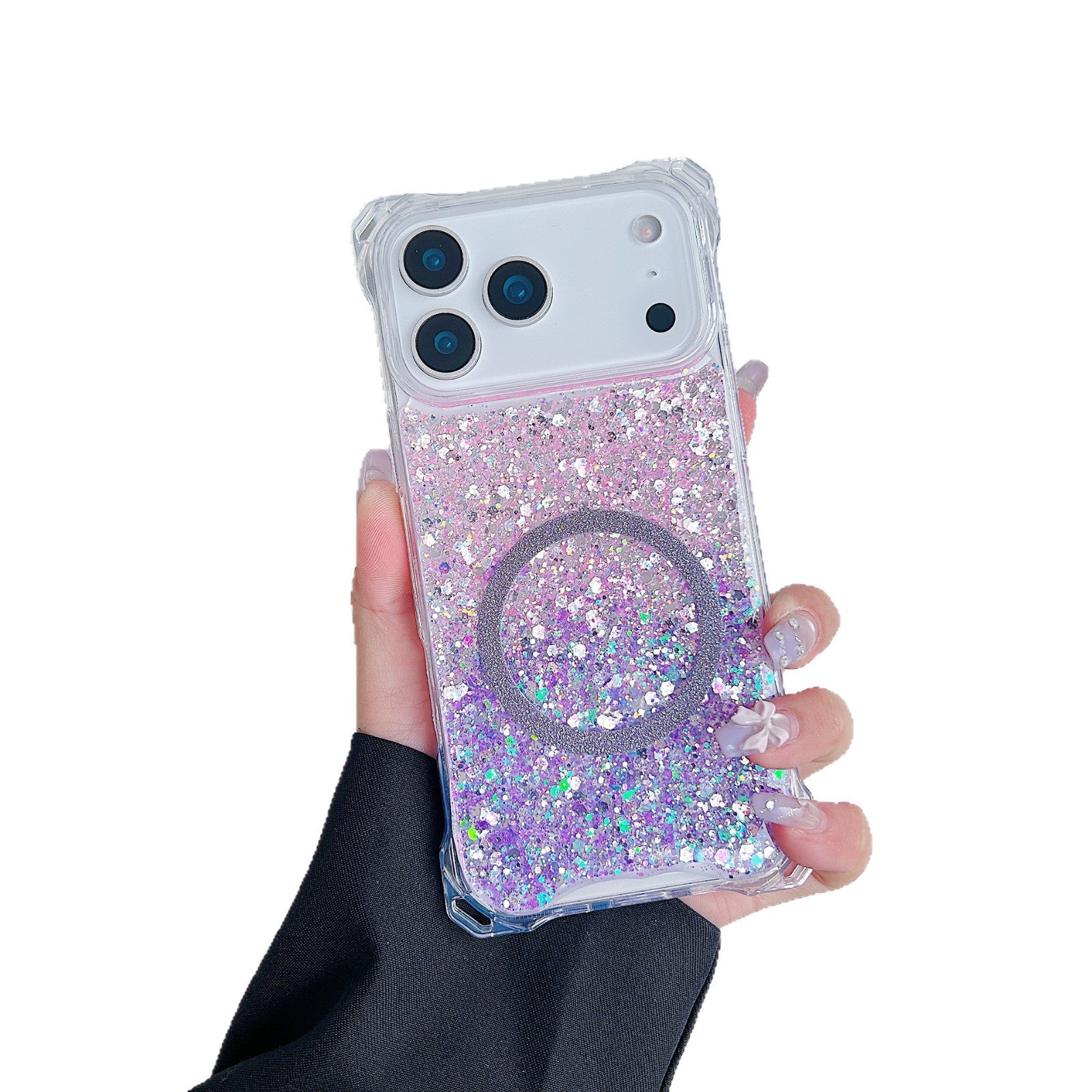 Applicable à IPhone16pro Glitter Magnetic Drop-resistant Phone Case
