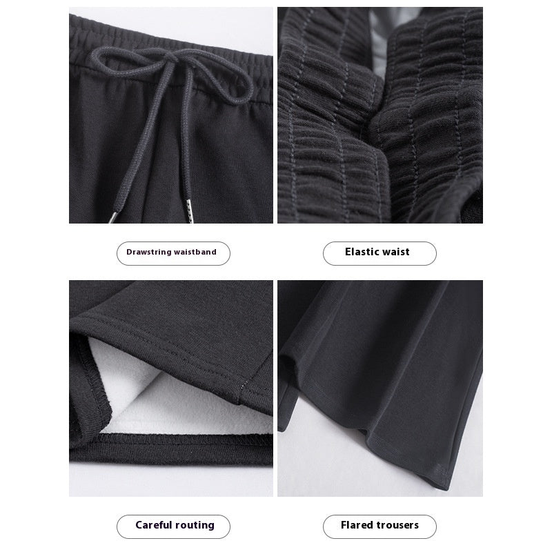 Pantalons de sport légèrement évasés doublés de polaires Pantalons de sport féminins de printemps et d'automne