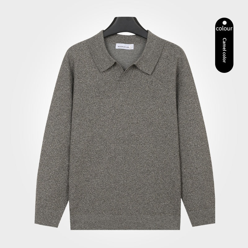 Pull à manches longues chaud à col V pour hommes